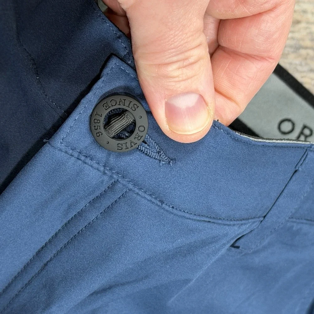 Orvis Tech Shorts Mens Size 38 Blue Stretch Performance Golf Hiking Zip Pockets